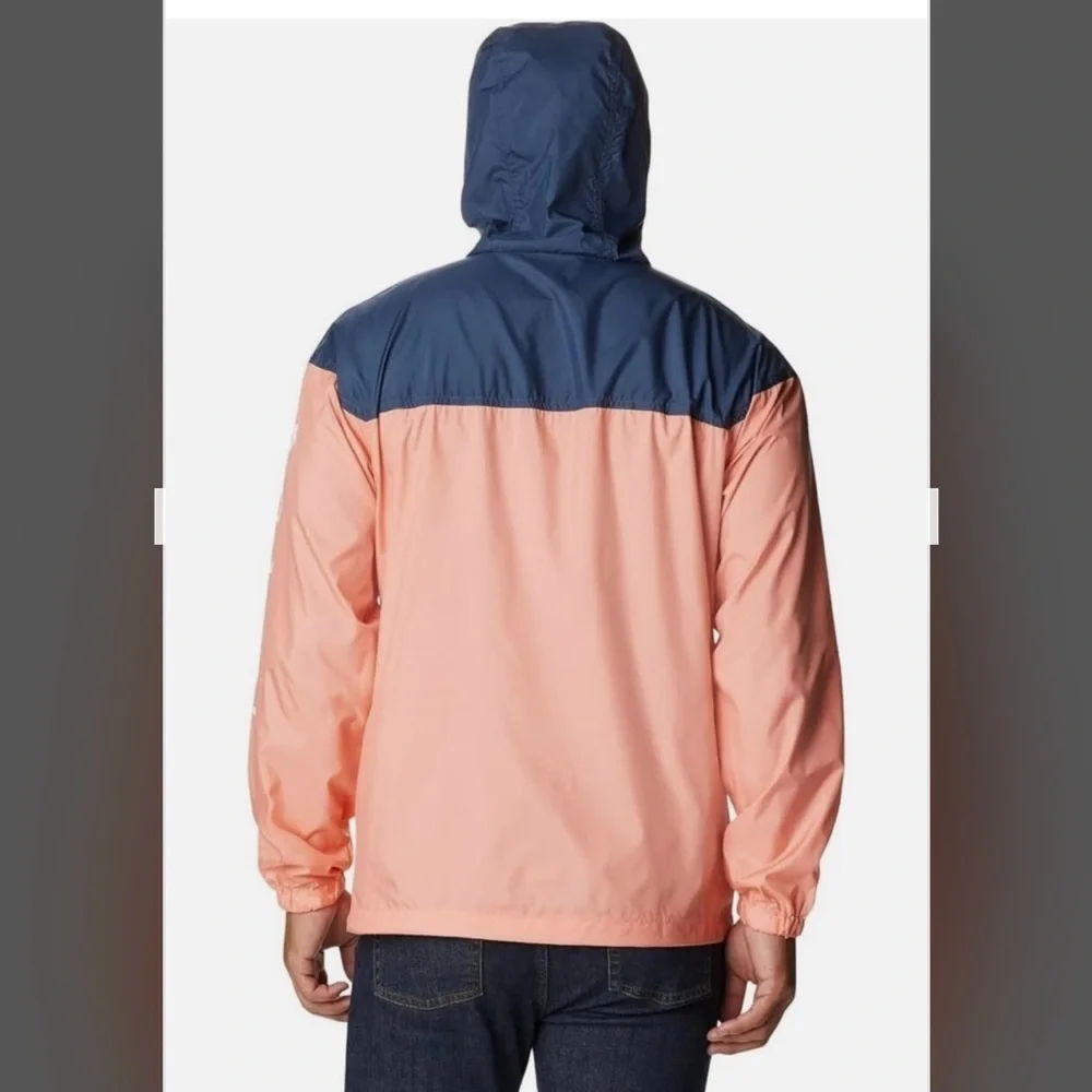 Columbia Men's Flash Challenger Novelty Windbreaker Jacket in Coral/Navy Size XL - Picture 3 of 9